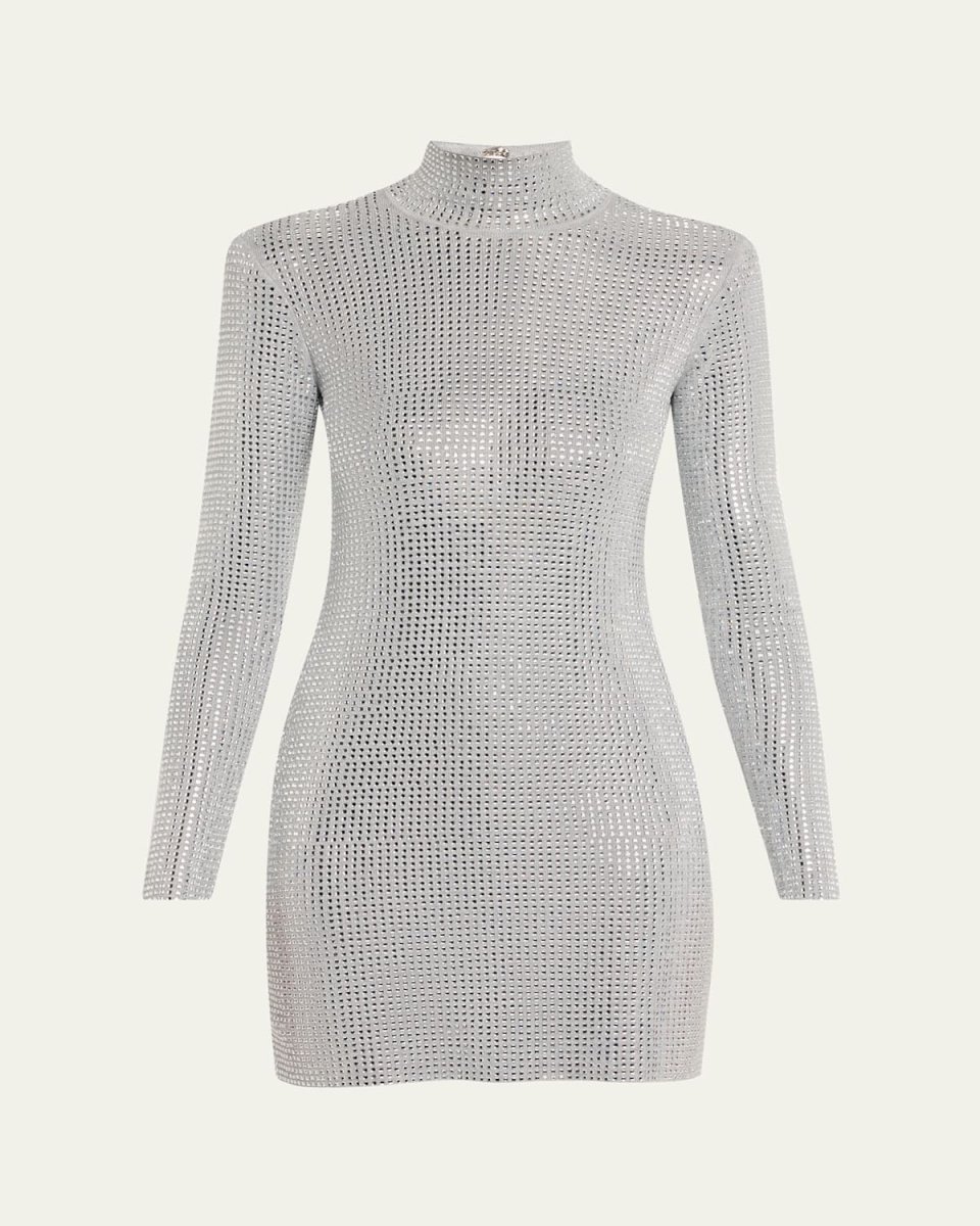 Aisling Embellished Mock-Neck Mini Dress